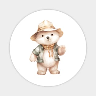 Polar Bear in Straw Hat Magnet